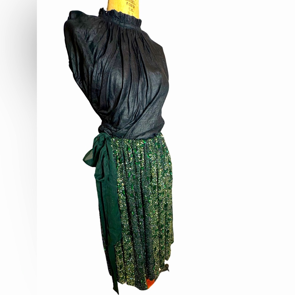 Jenni Kayne 100% Silk-Lined Beaded Holiday Party Skirt Adjustable Tie Closure OS